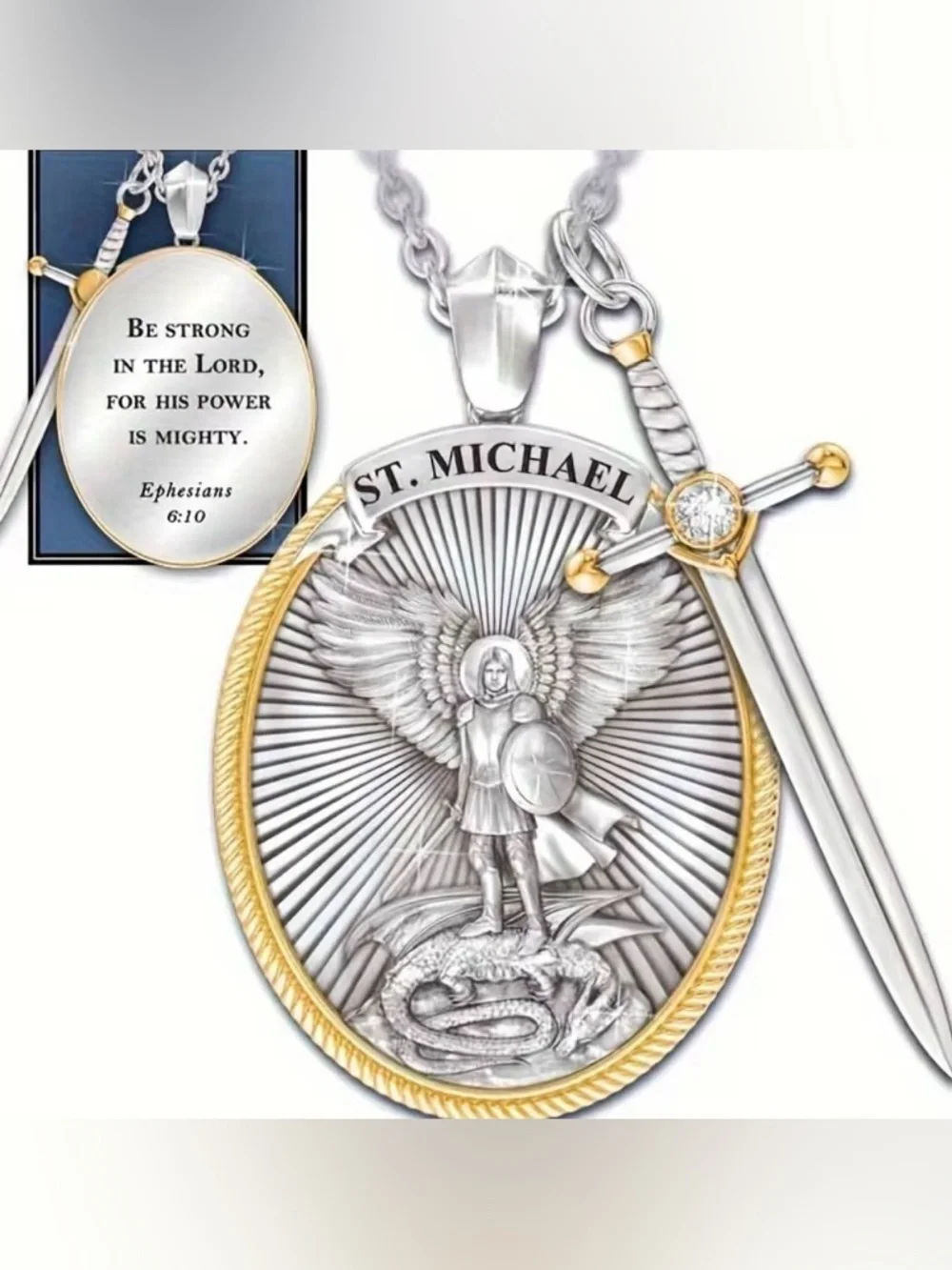 NEW Saint St. Michael Medal Archangel of Protection Necklace Police Catholic